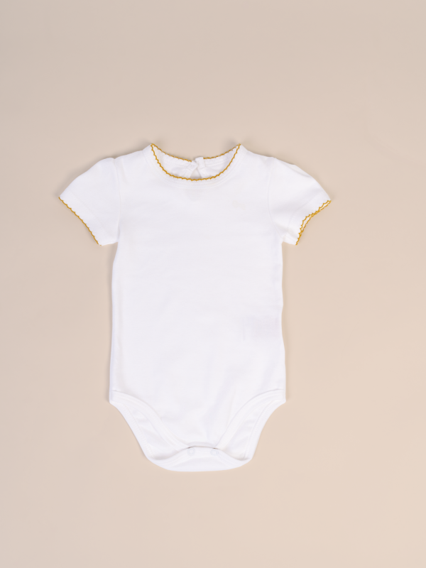 Body Bebê Suedine Com Picueta Amarelo Mostarda