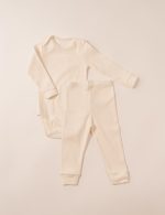 Conjunto Bebê Body Manga Longa e Calça Canelada Off White