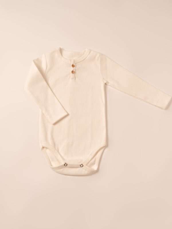 Body Bebê Manga Longa Essencial Botões na Gola Off White