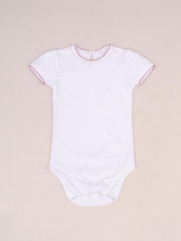 Body Bebê Suedine com Picueta Rosa