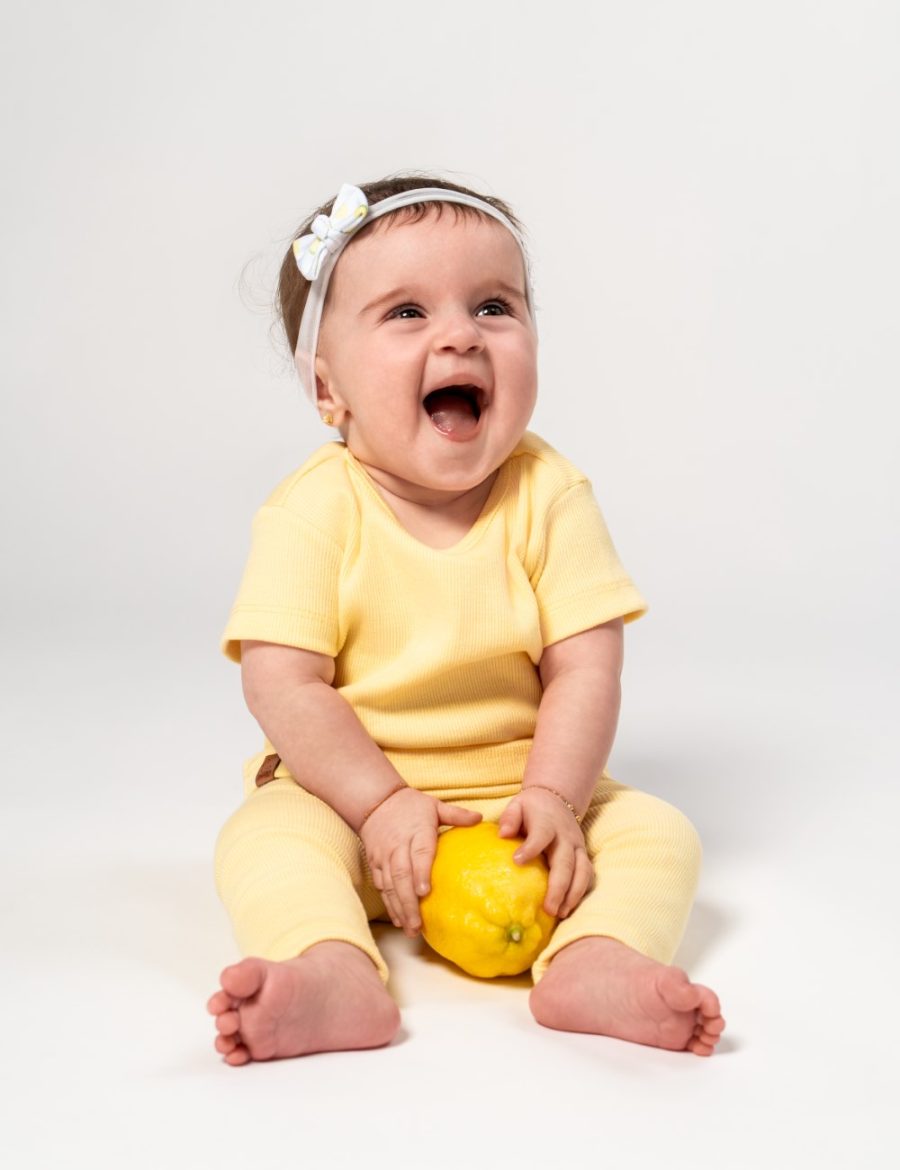 conjunto bebe camiseta e calça canelado amarelo unissex neutro 100 algodão macio delicado comprar site nenem confortavel loja