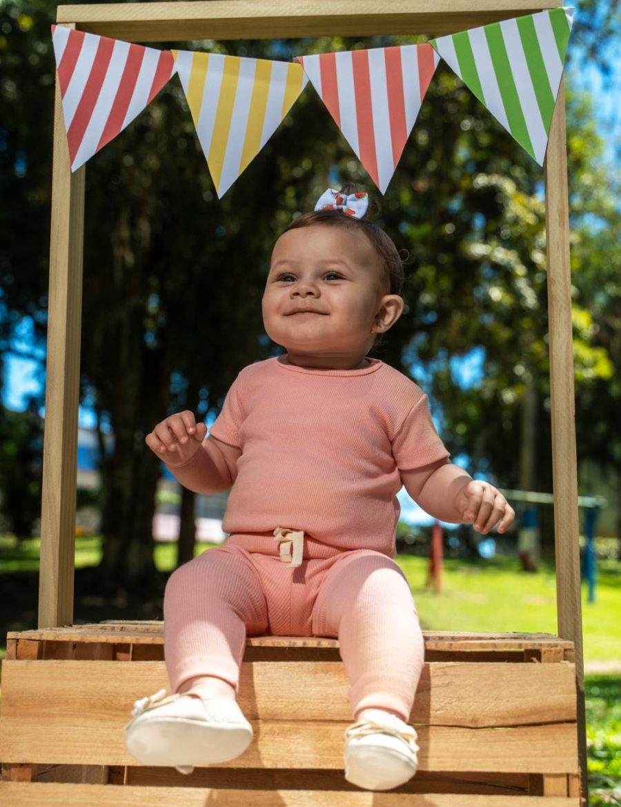 conjunto bebe camiseta e calça com bolso canelado rosa neutro macio 100 algodão confortavel delicado unissex comprar site nenem loja