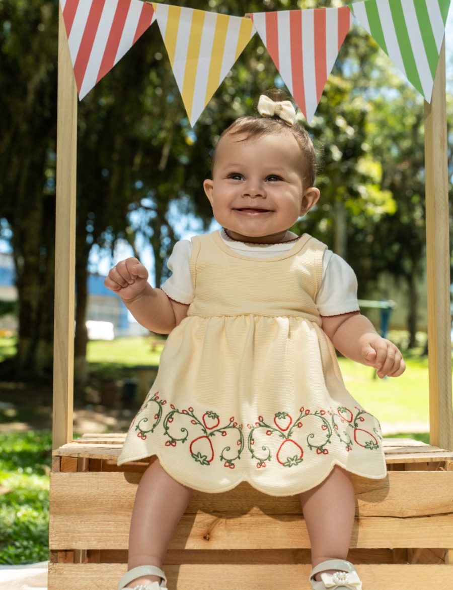 vestido bebe moranguinhos meninas neutro macio 100 algodão minimalista confortavel verão comprar site nenem delicado loja
