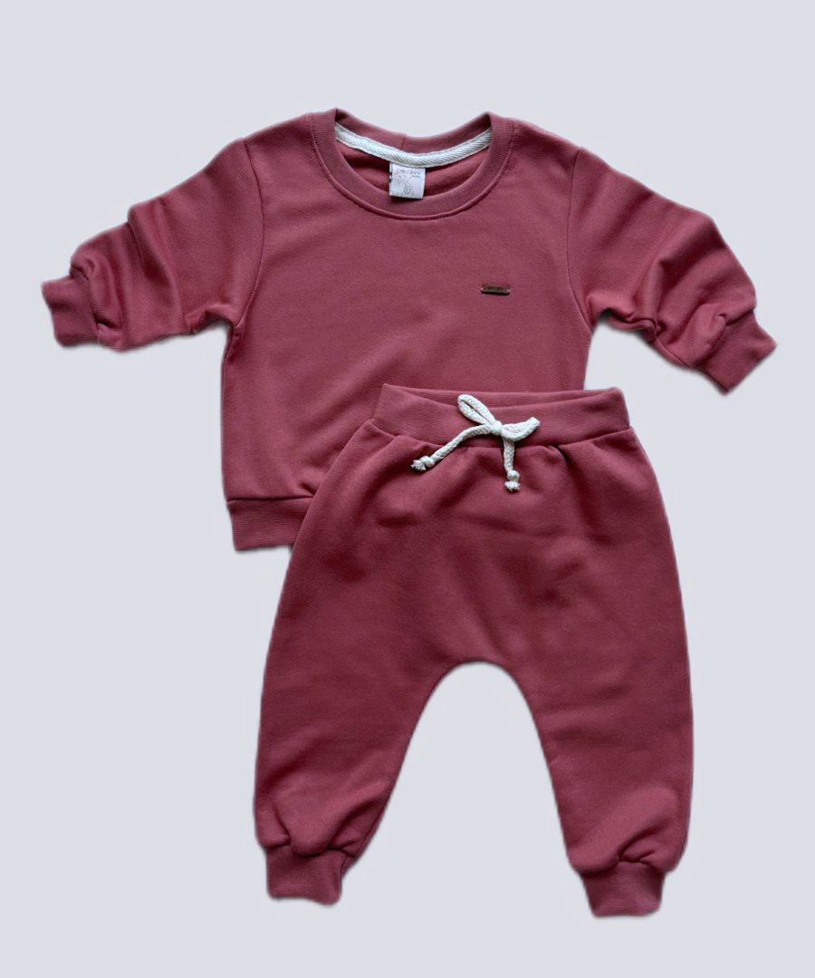 Moletom Conjunto Peluciado Bebê Rosa site loja estiloso