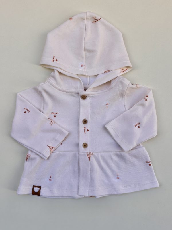 Casaquinho Bebê com Capuz Floral Minimalista