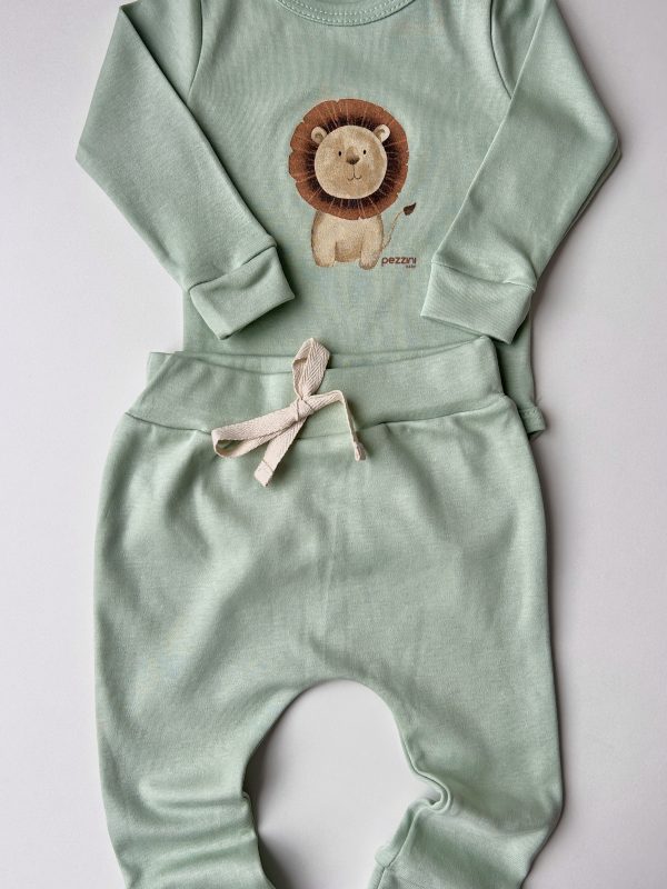 Conjunto Bebê Body e Calça Saruel Leão Verde