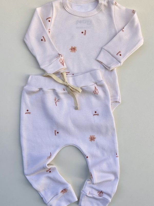Conjunto Bebê Body e Calça Floral Minimalista