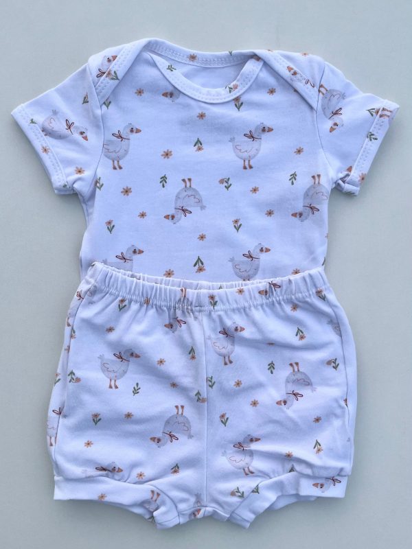 Conjunto Bebê Body Manga Curta e Short Cotton Patos